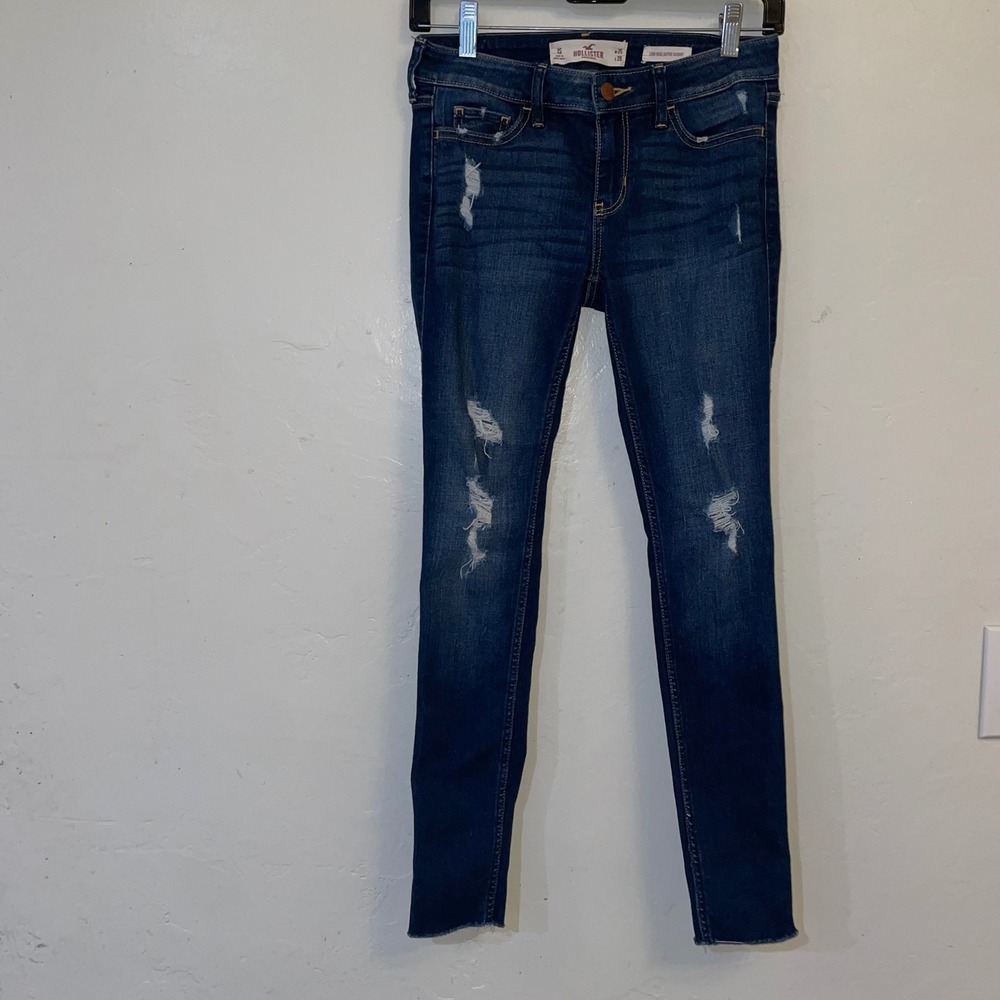 Hollister Low Rise Super Skinny Distressed Dark Wash Jeans W25 L28 Size 1S